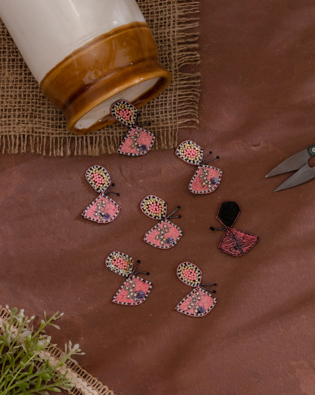 Butterfly Beaded Zari Hand Embroidery Patch ( 1Pc. ) - Fabriclore.com