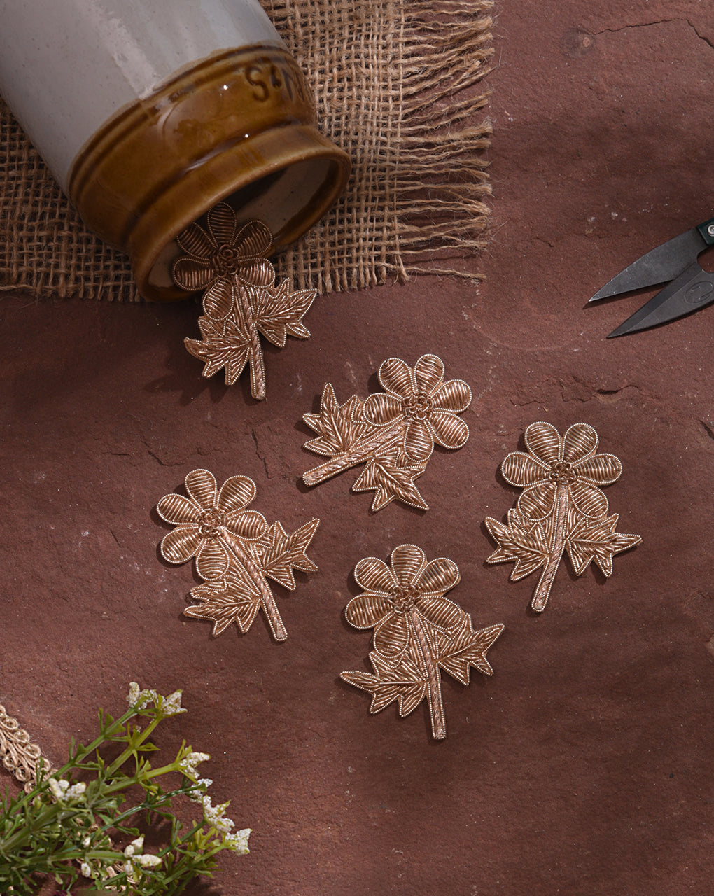 Blooming Flower Hand Embroidery Patch ( 1Pc. ) - Fabriclore.com