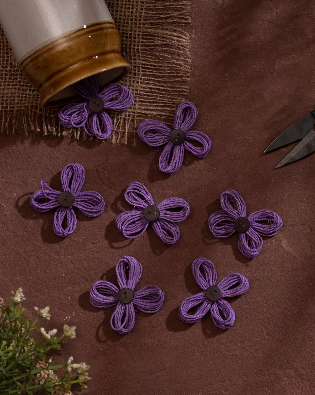 Jute Handmade Floral Patch ( 1Pc. ) - Fabriclore.com