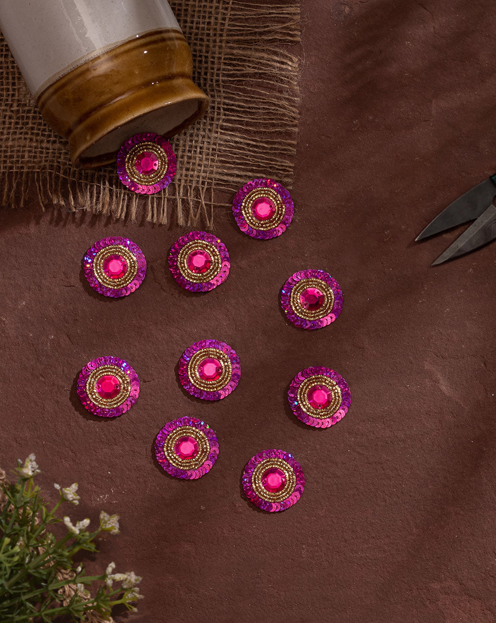 Sequins Handmade Floral Patch ( 1Pc. ) - Fabriclore.com