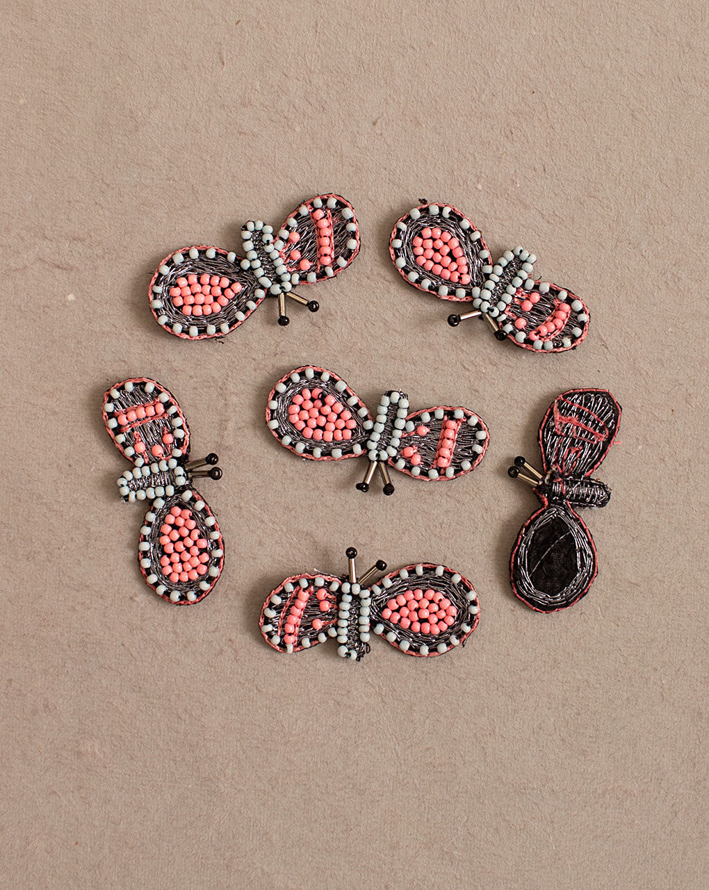 Butterfly Beaded Zari Hand Embroidery Patch ( 1Pc. ) - Fabriclore.com
