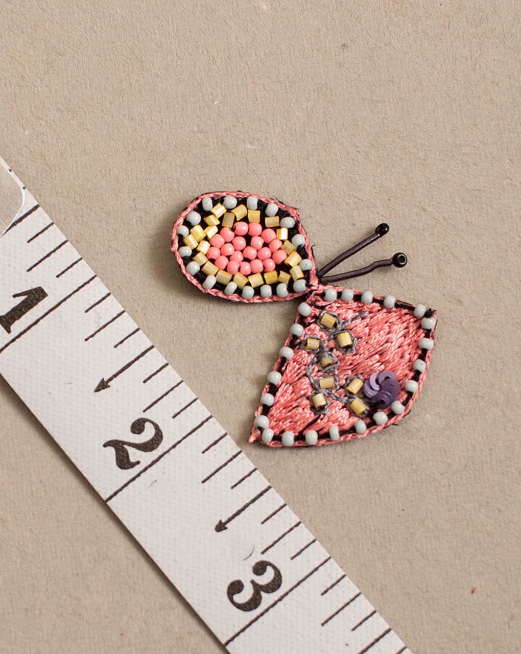 Butterfly Beaded Zari Hand Embroidery Patch ( 1Pc. ) - Fabriclore.com