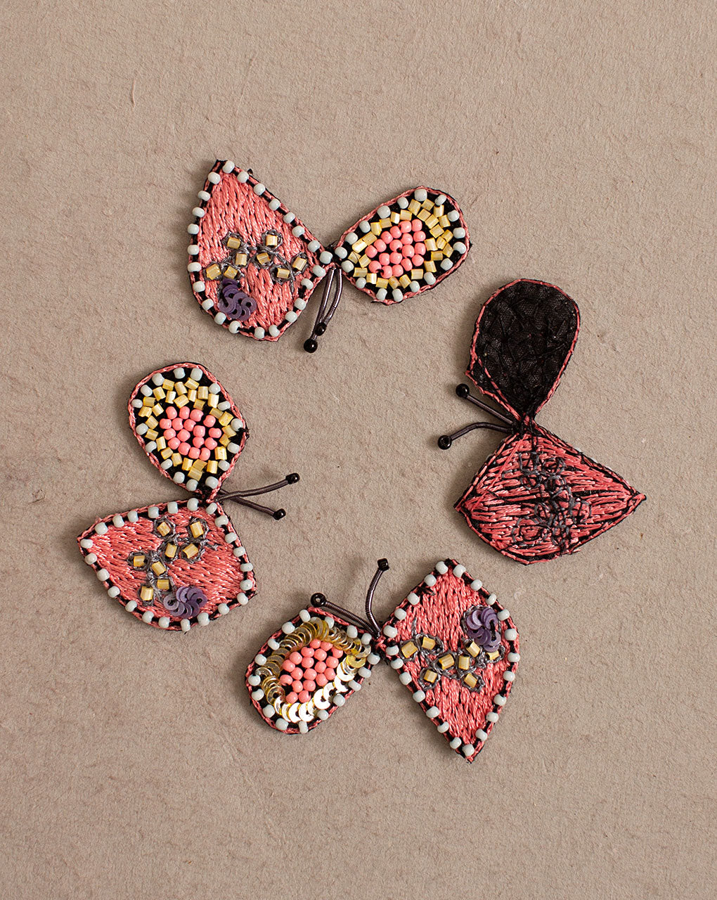 Butterfly Beaded Zari Hand Embroidery Patch ( 1Pc. ) - Fabriclore.com