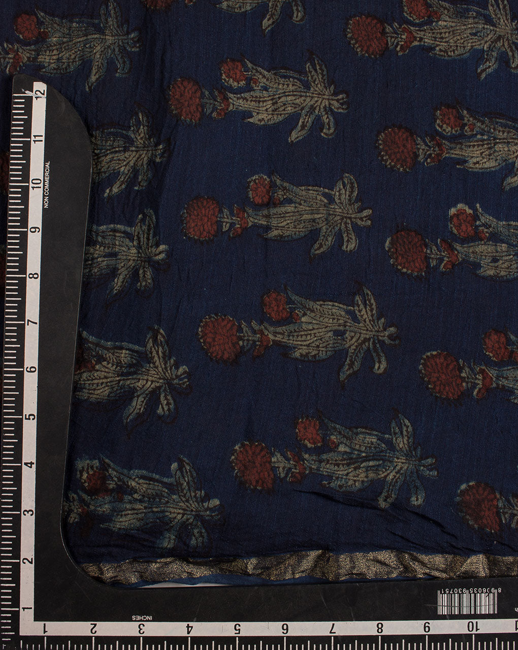 Akola Hand Block Mercerized Slub Chanderi Fabric - Fabriclore.com