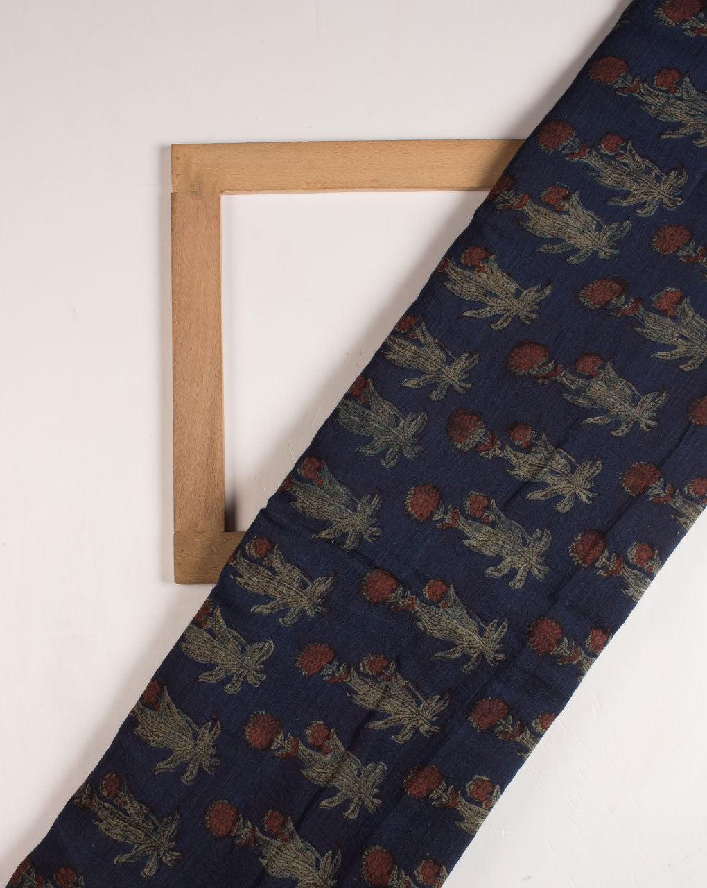 Akola Hand Block Mercerized Slub Chanderi Fabric - Fabriclore.com