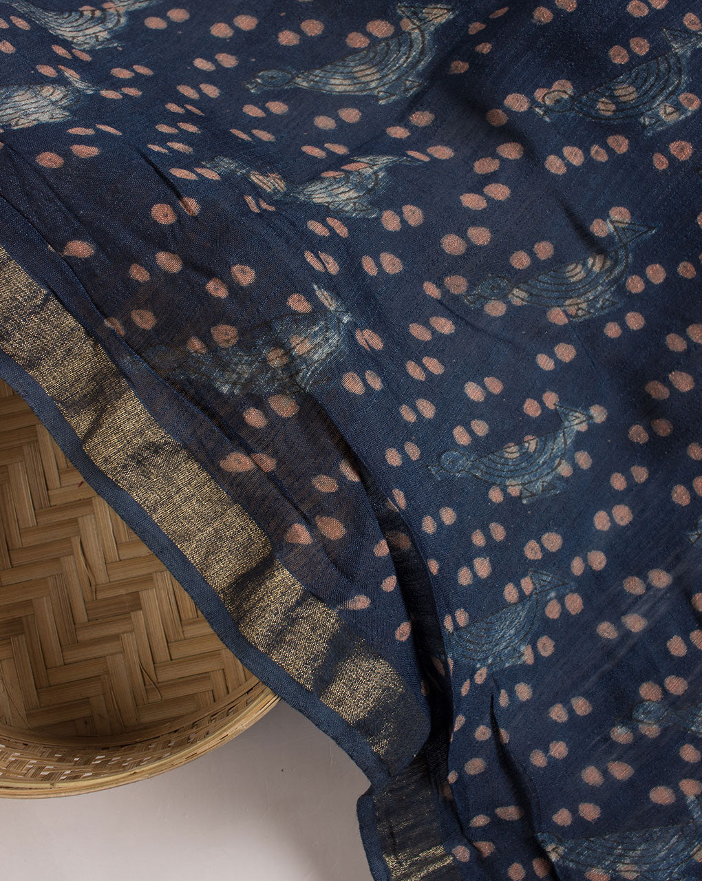 Creature Akola Hand Block Mercerized Slub Chanderi Fabric - Fabriclore.com