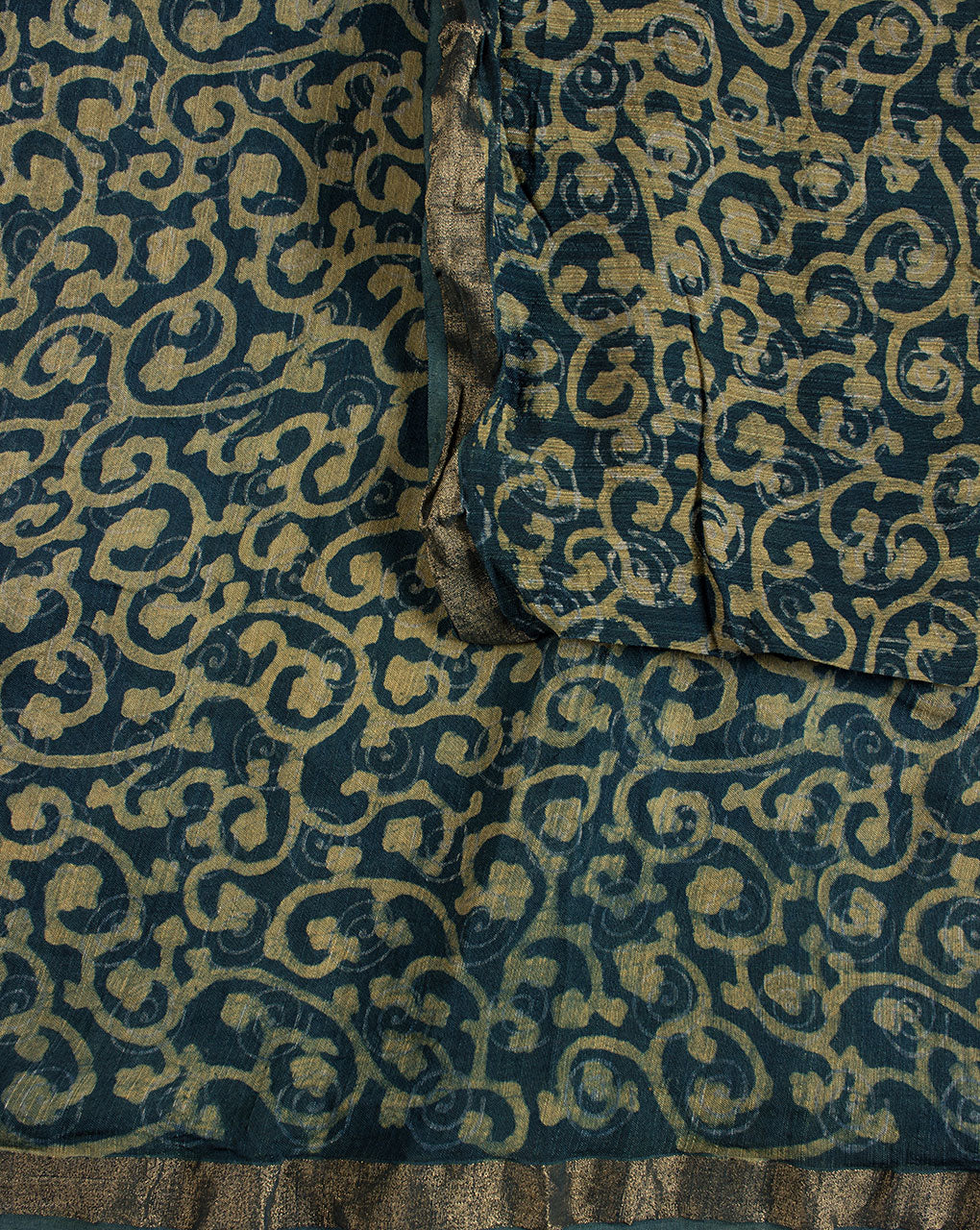 Akola Hand Block Mercerized Slub Chanderi Fabric - Fabriclore.com