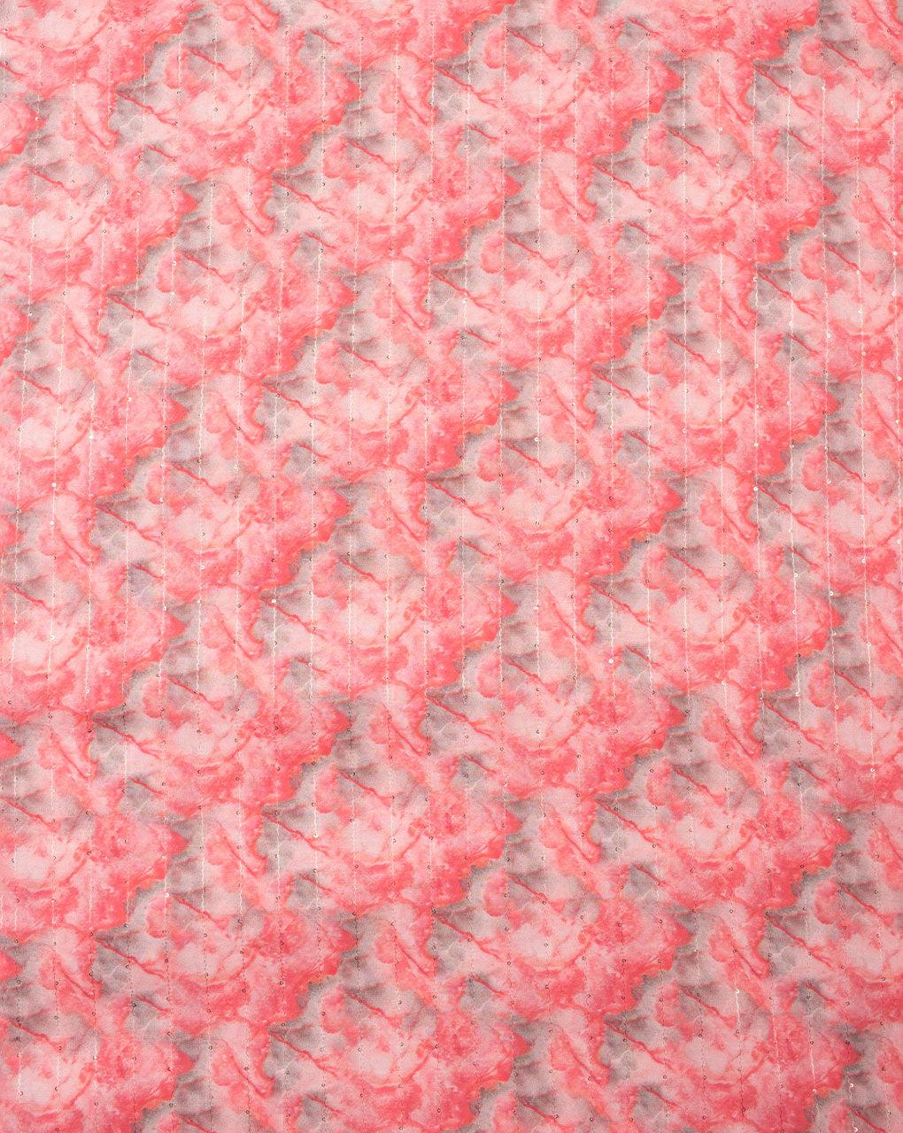 Sequins Digital Print Chanderi Fabric - Fabriclore.com