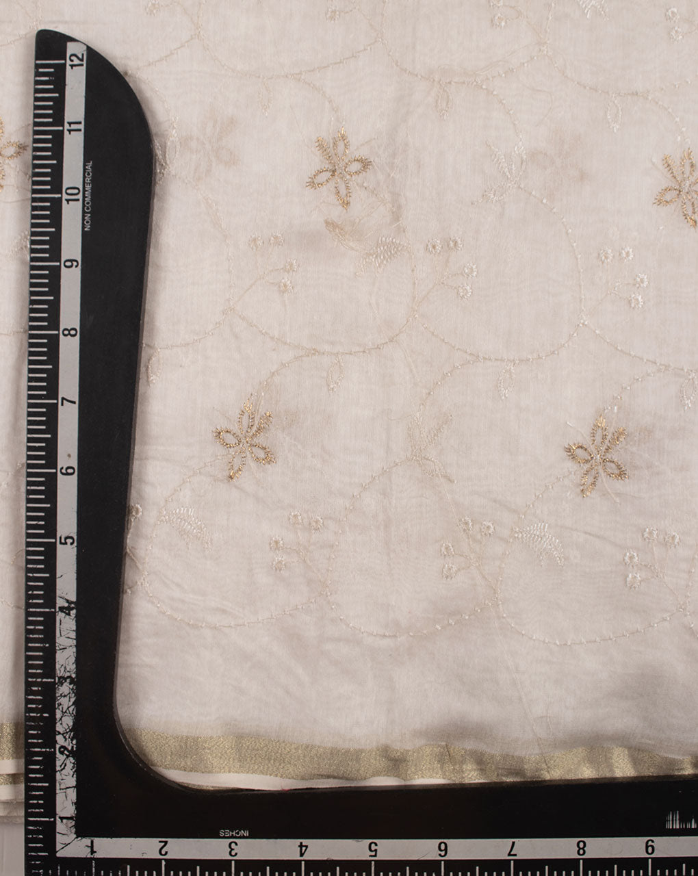 Embroidered Zari Border Mercerized Chanderi Fabric - Fabriclore.com
