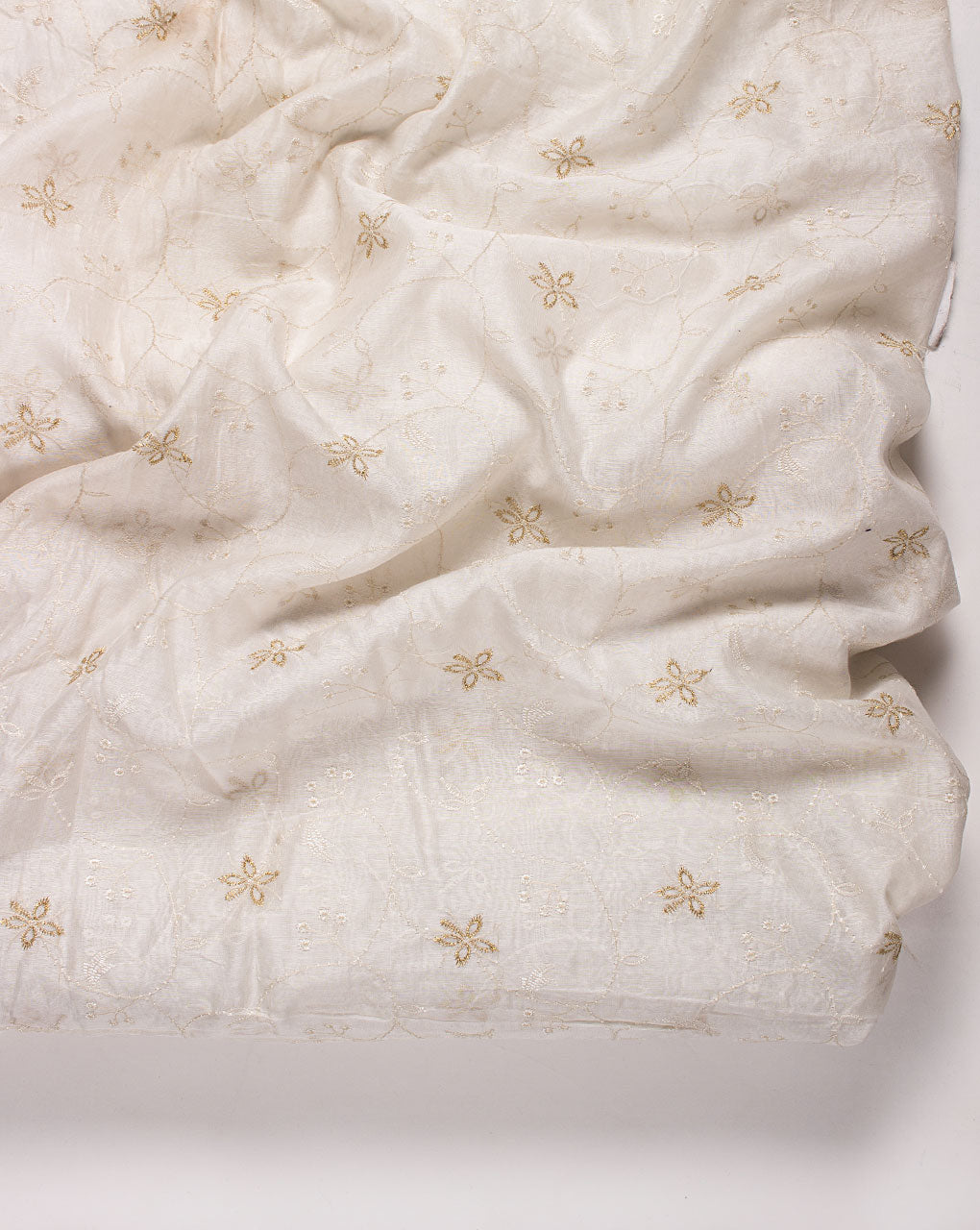 Embroidered Zari Border Mercerized Chanderi Fabric