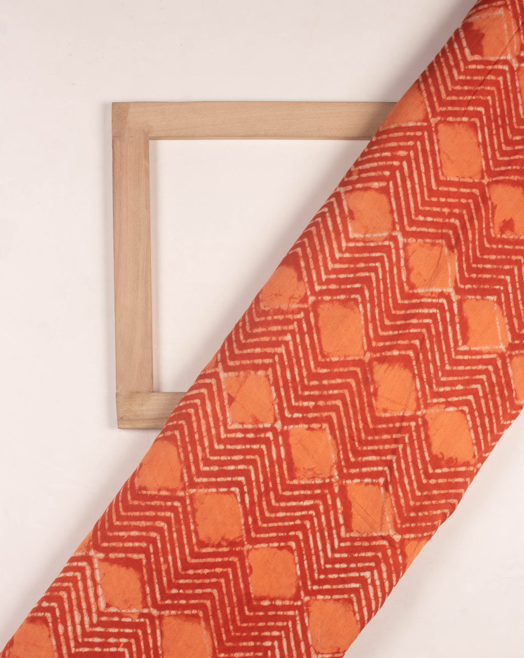 Chevron Dabu Hand Block Mercerized Chanderi Fabric - Fabriclore.com
