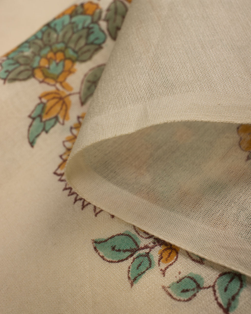 Hand Block Mercerized Chanderi Silk Fabric - Fabriclore.com