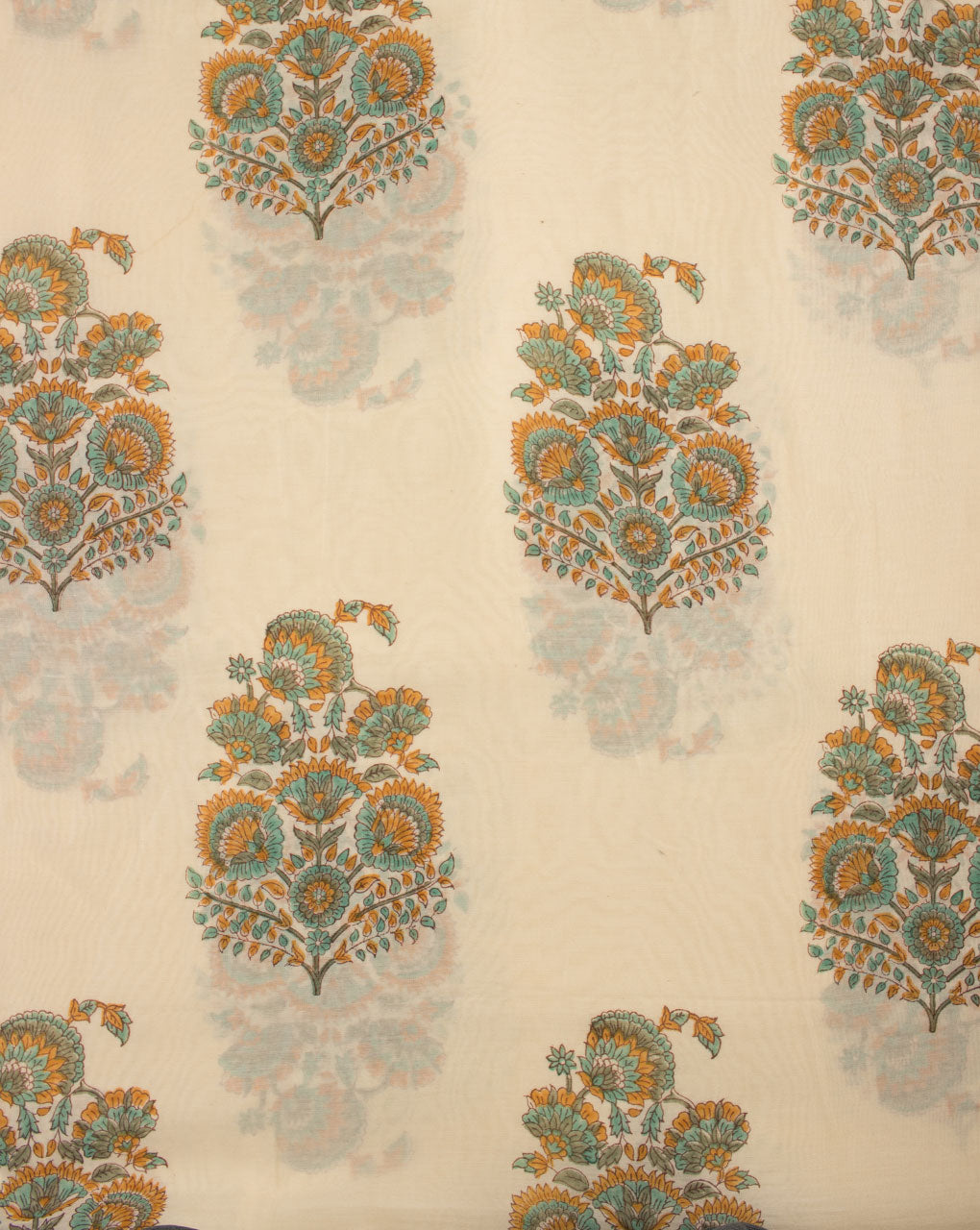 Hand Block Mercerized Chanderi Silk Fabric - Fabriclore.com