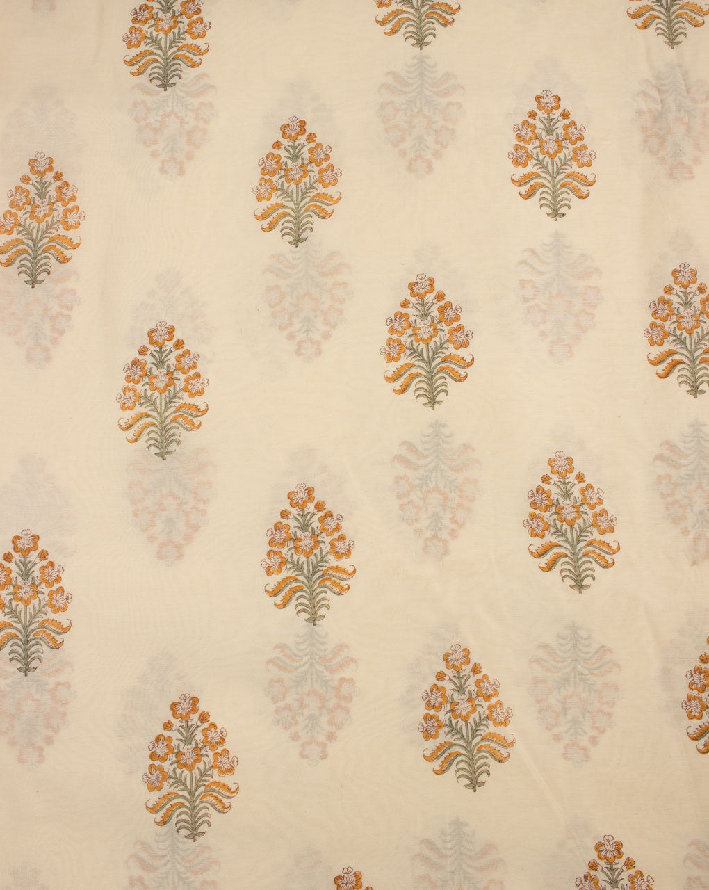 Hand Block Mercerized Chanderi Silk Fabric - Fabriclore.com