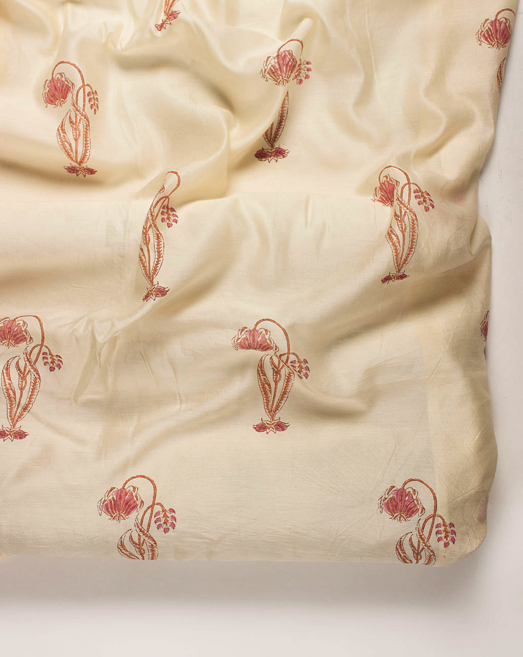Hand Block Mercerized Chanderi Silk Fabric