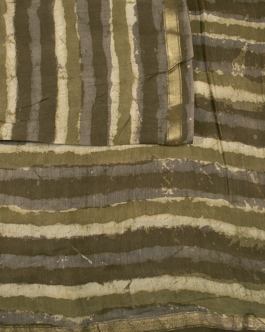 Dabu Hand Block Mercerized Chanderi Fabric - Fabriclore.com