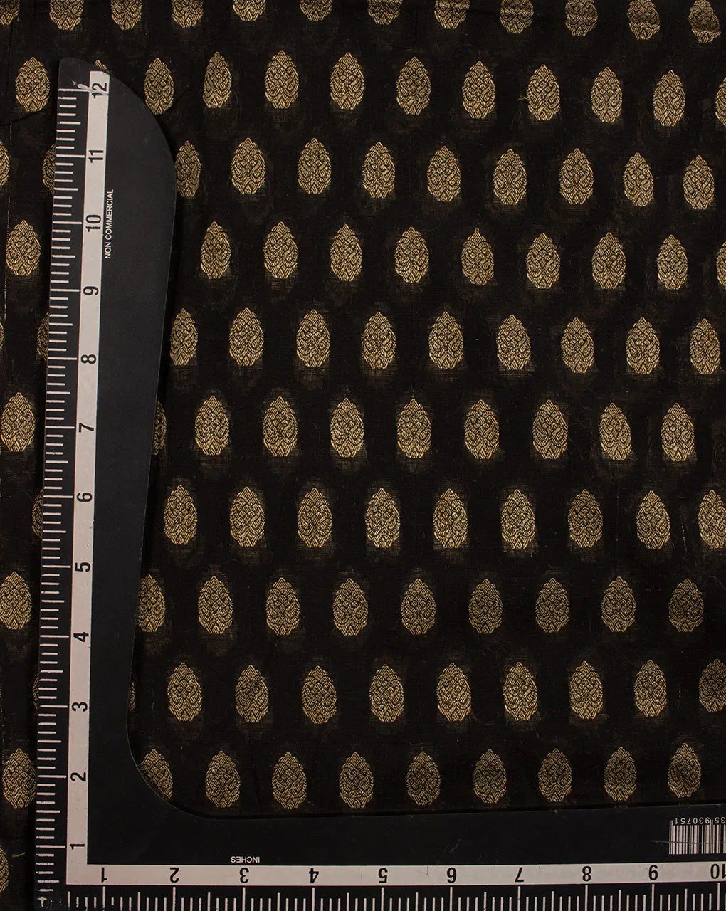Black Beige Booti Pattern Woven Jacquard Chanderi Fabric - Fabriclore.com