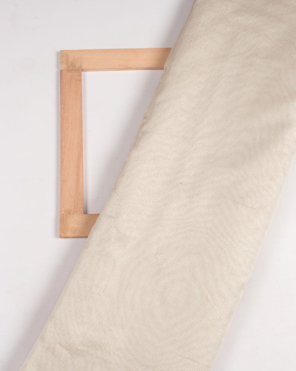 Off-White Zari Stripes Woven Zari Border Dyeable Chanderi Fabric - Fabriclore.com