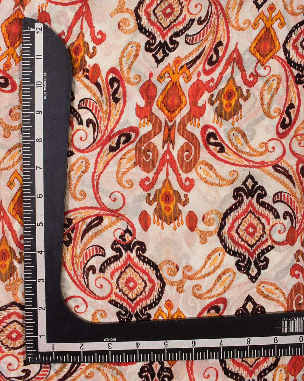 White Red Paisley Pattern Digital Print Viscose Crepe Fabric - Fabriclore.com