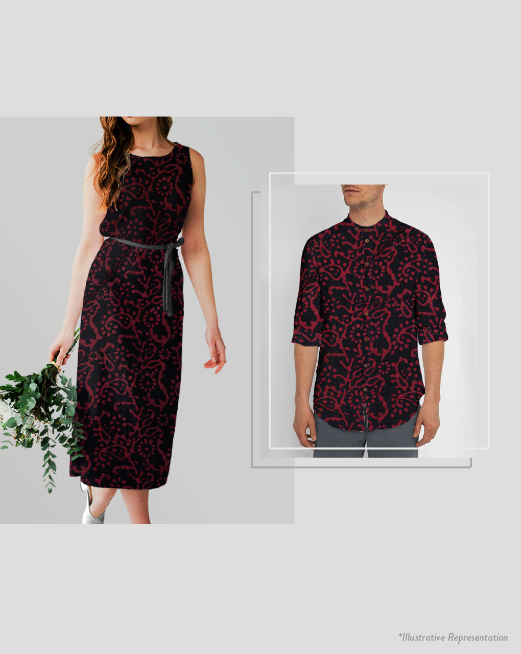 ( Pre Cut 70 CM ) Hand Block Moss Crepe Fabric