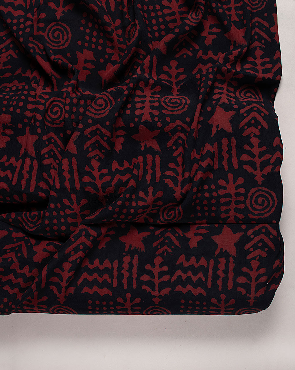 ( Pre Cut 60 CM ) Hand Block Moss Crepe Fabric
