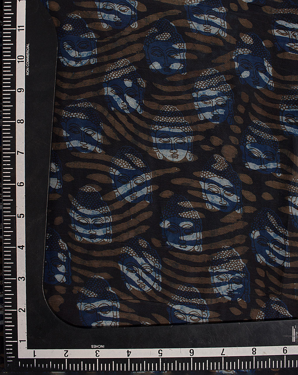 Indigo Hand Block Cotton Silk Fabric