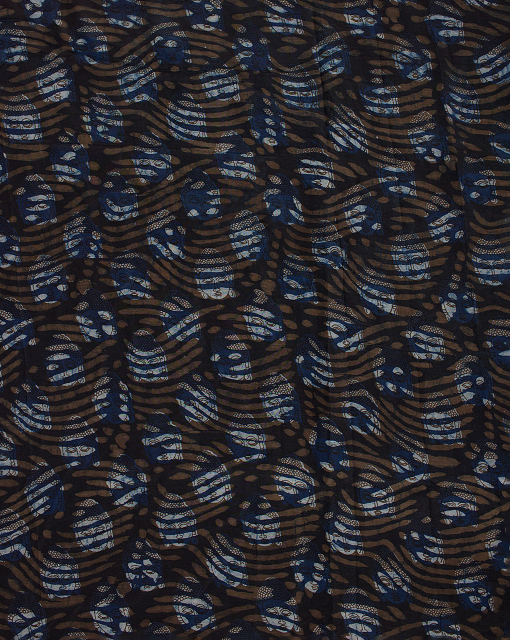 Indigo Hand Block Cotton Silk Fabric