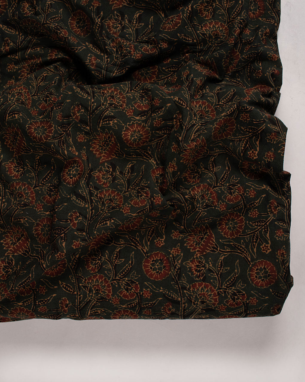 Natural Dye Ajrak Hand Block Cotton Fabric