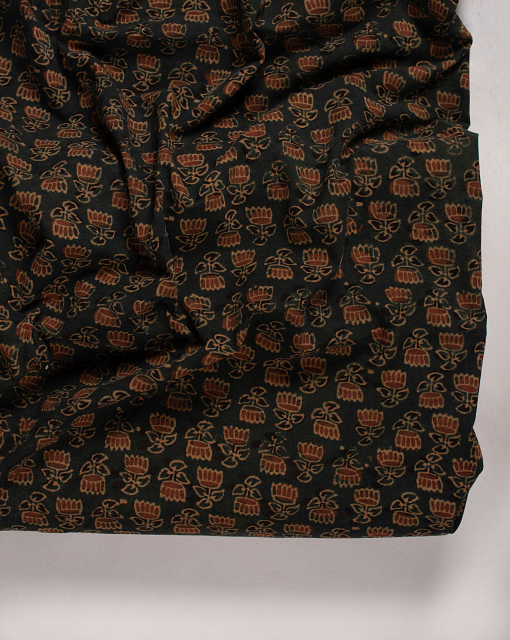 Natural Dye Ajrak Hand Block Cotton Fabric