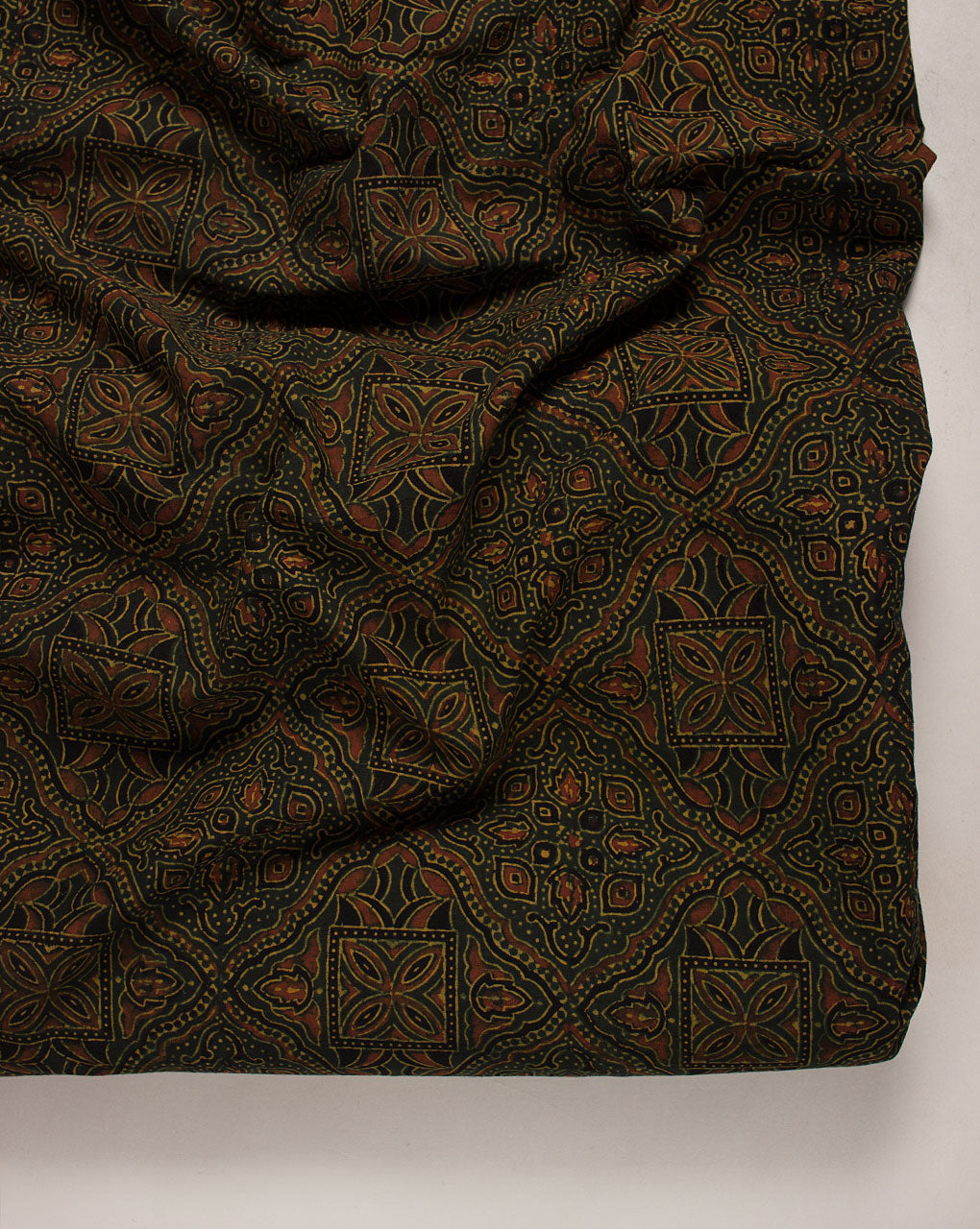 Natural Dye Ajrak Hand Block Cotton Fabric