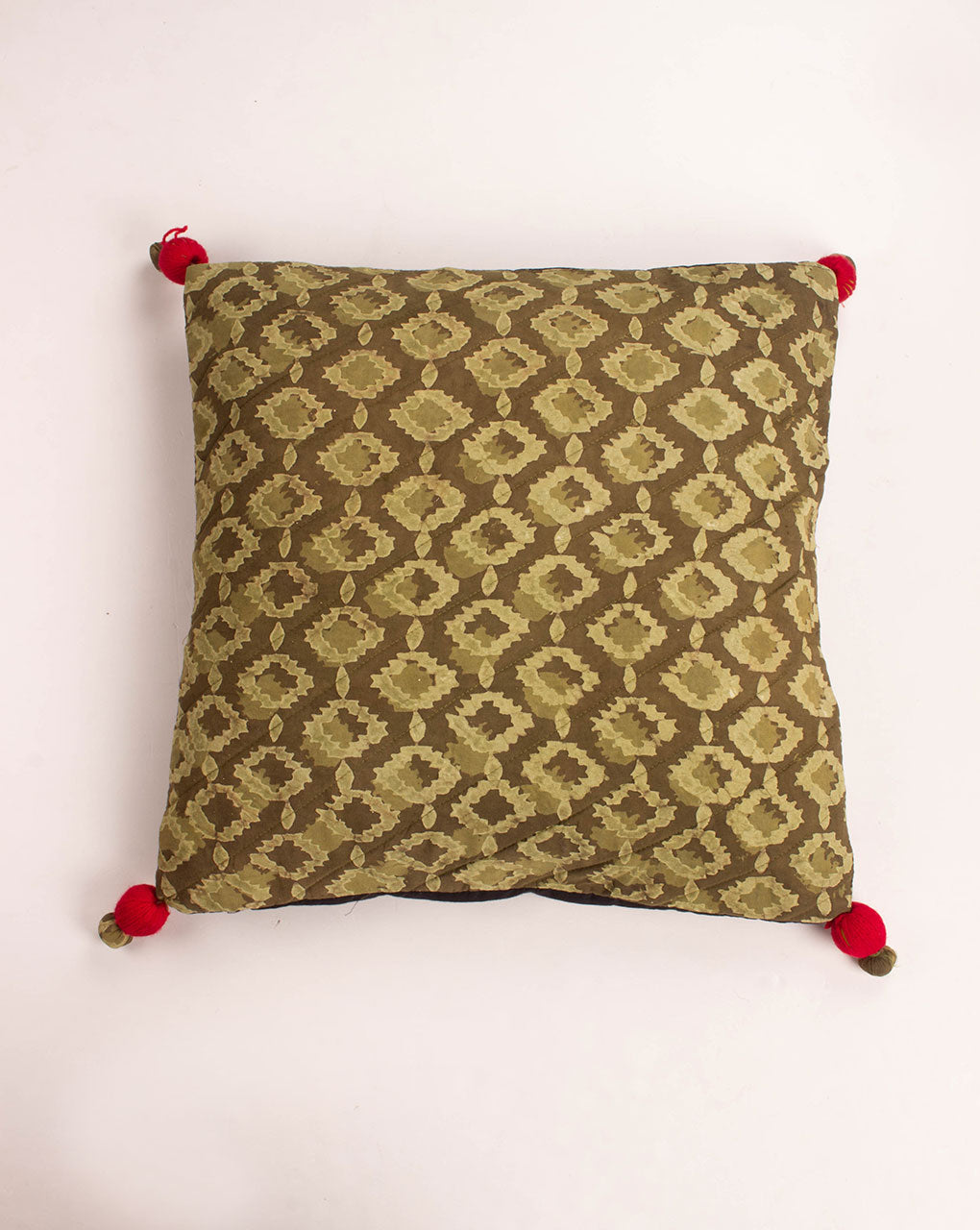 Hand Crafted Quilted Cotton Cushion Cover ( 16X16 Inches ) - Fabriclore.com