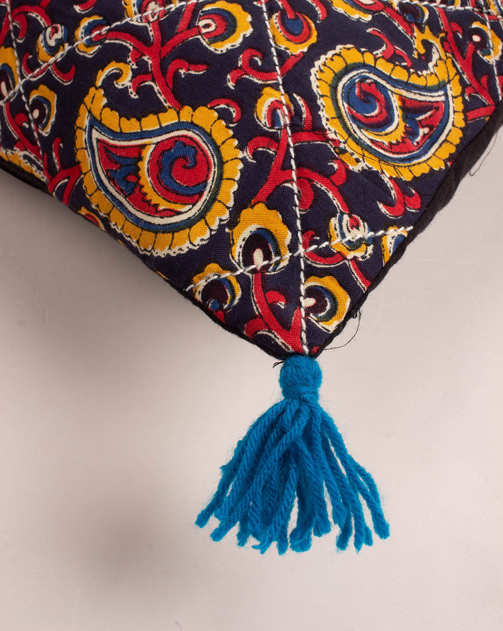 Hand Crafted Quilted Cotton Cushion Cover ( 16X16 Inches ) - Fabriclore.com