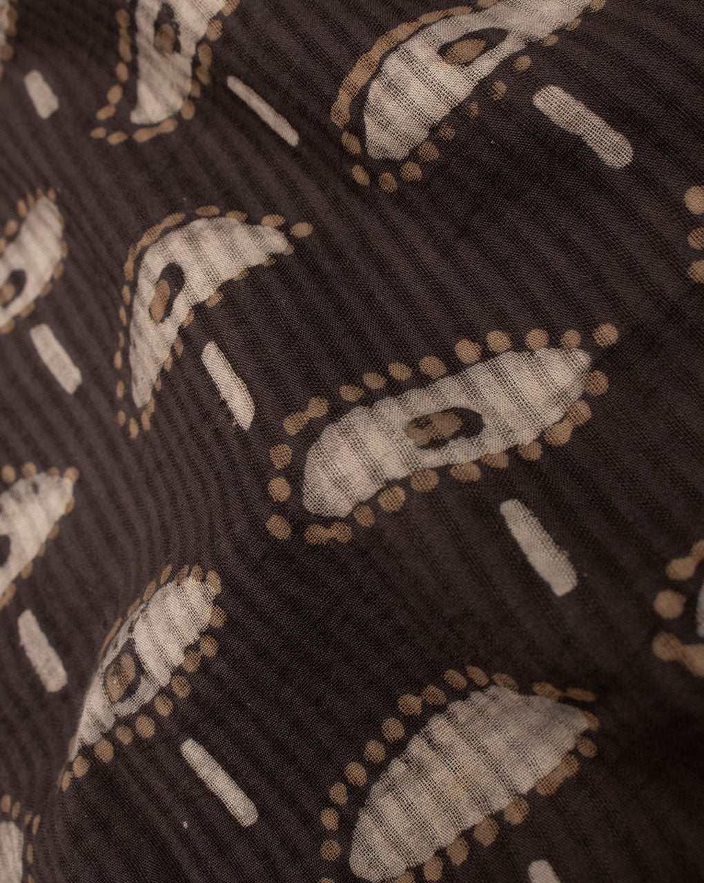 Brown Floral Pattern Missing Dent Hand Block Cotton Fabric - Fabriclore.com