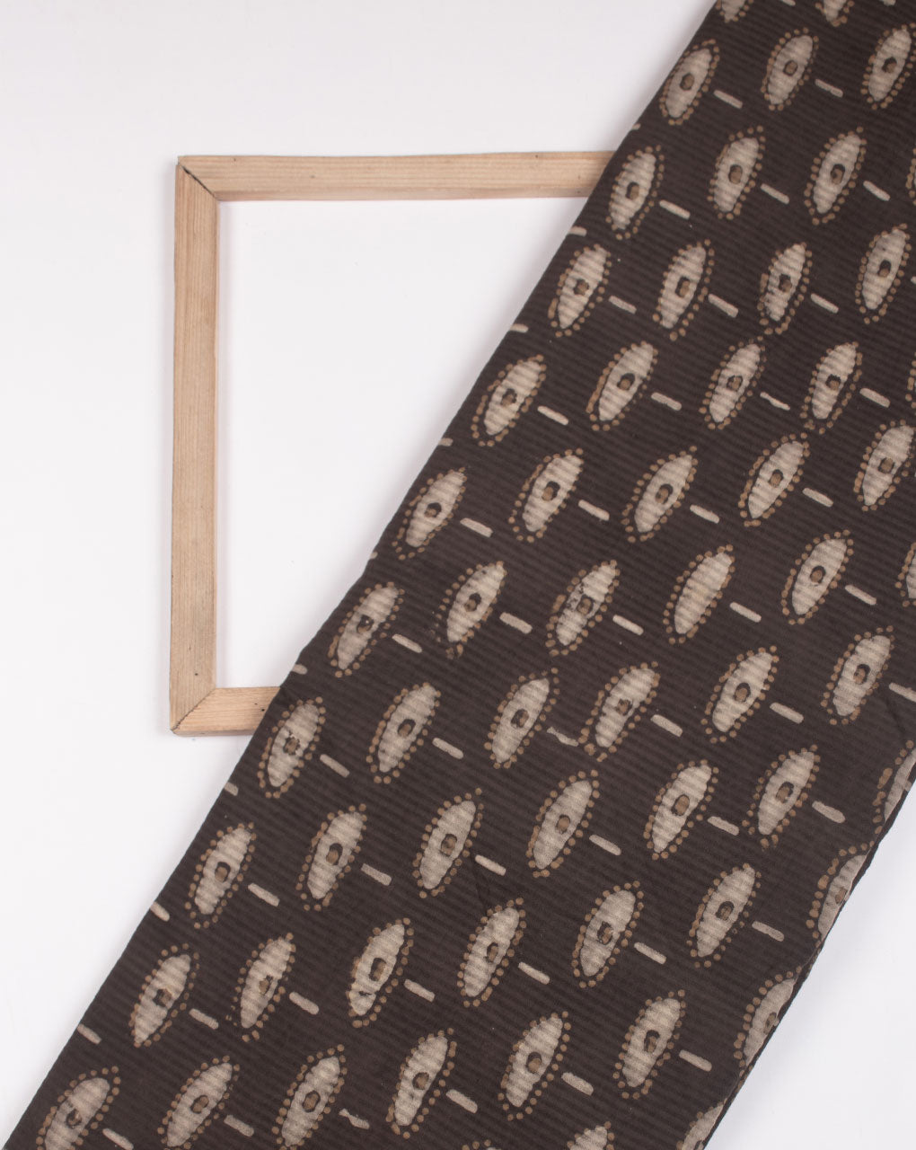 Brown Floral Pattern Missing Dent Hand Block Cotton Fabric - Fabriclore.com