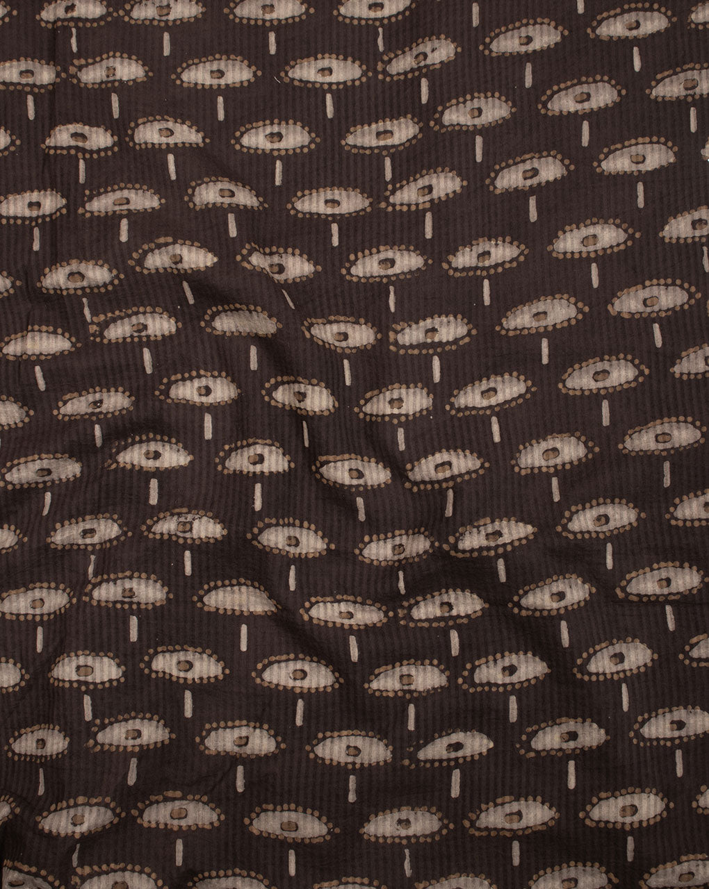 Brown Floral Pattern Missing Dent Hand Block Cotton Fabric - Fabriclore.com