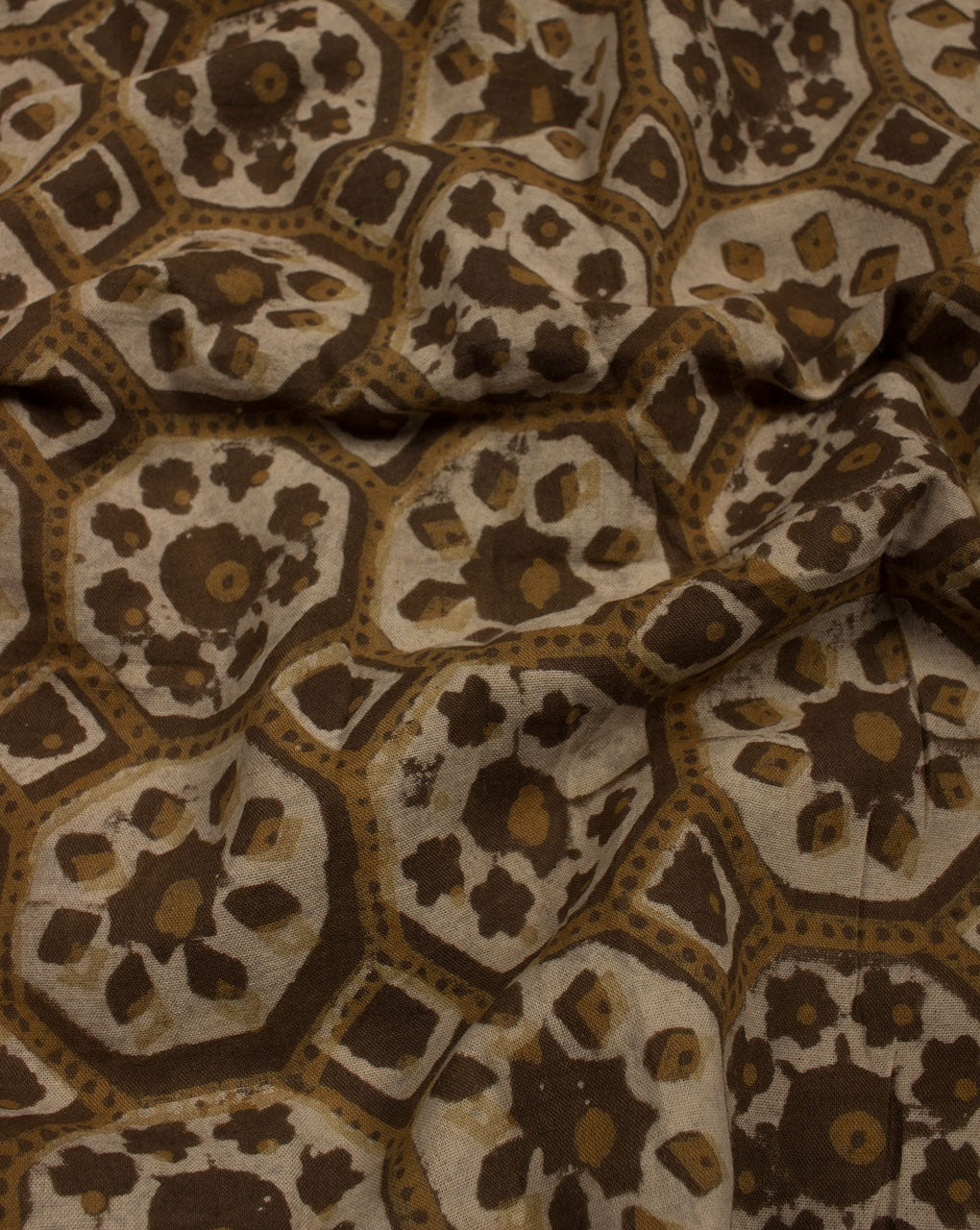 Traditional Akola Hand Block Zari Border Mercerized Cotton Fabric - Fabriclore.com