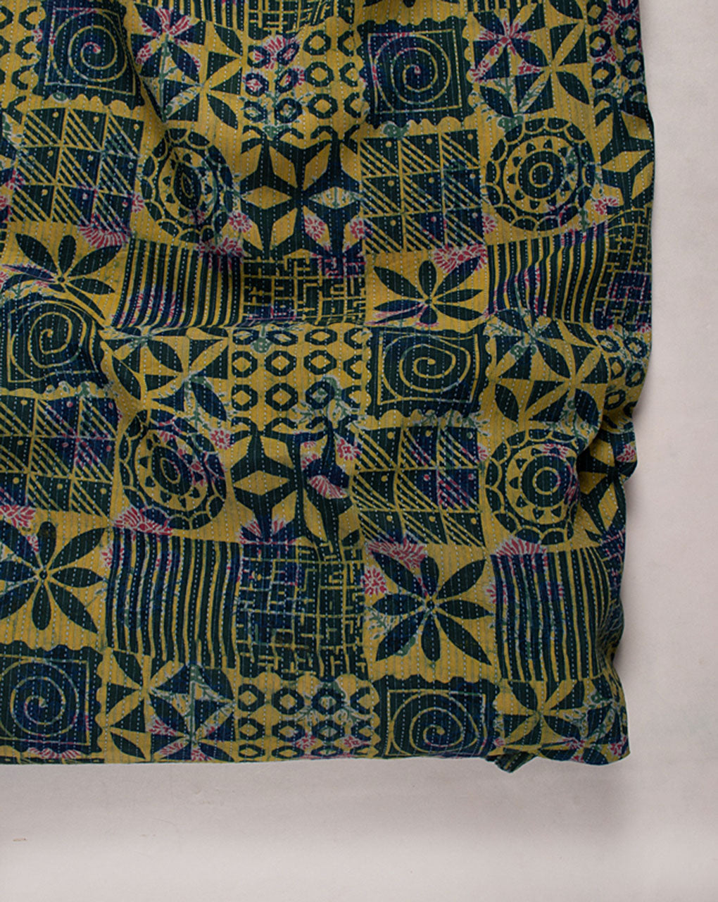 ( Pre Cut 70 CM ) Hand Block Kantha Cotton Fabric