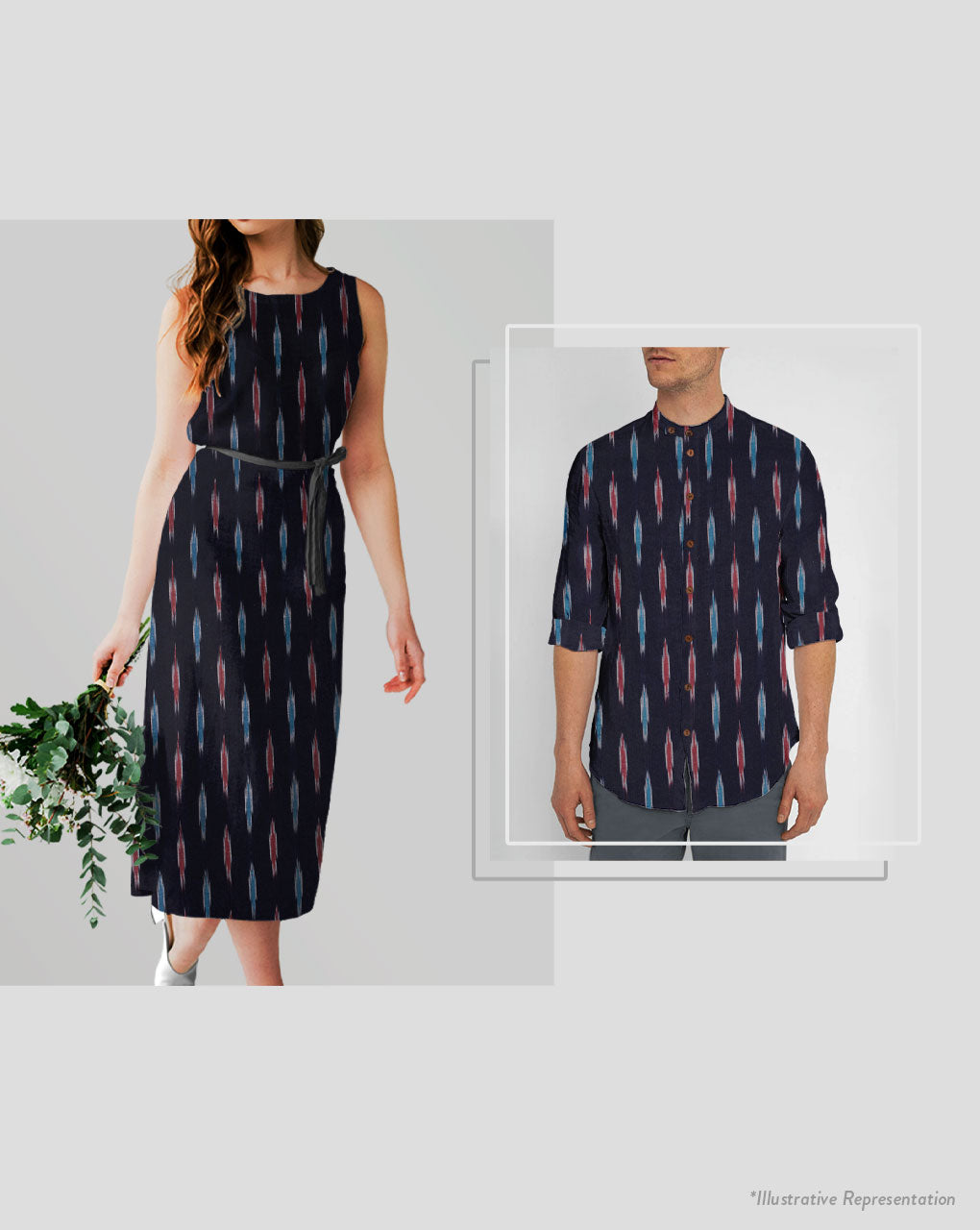 Washed Ikat Cotton Fabric