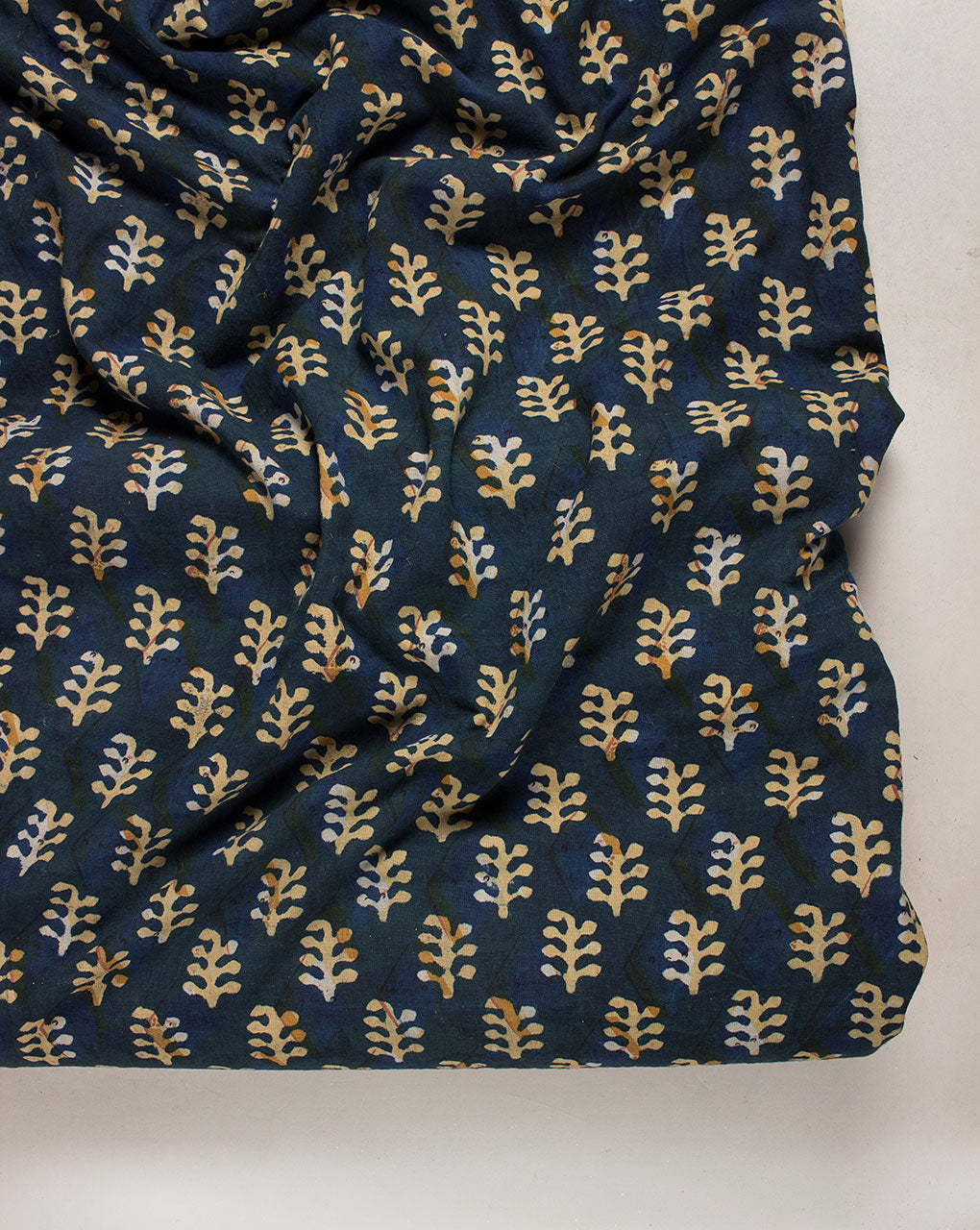 Indigo Hand Block Flex Cotton Fabric