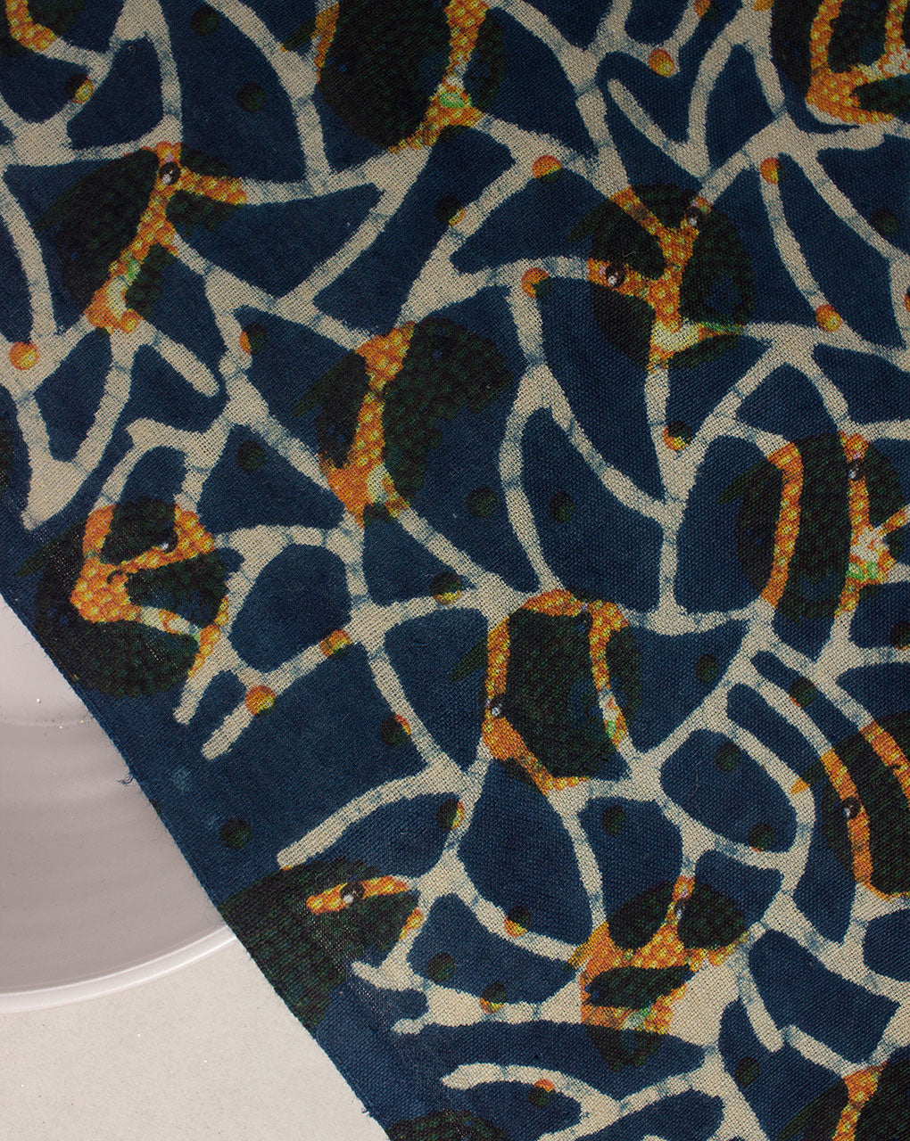 Indigo Hand Block Flex Cotton Fabric
