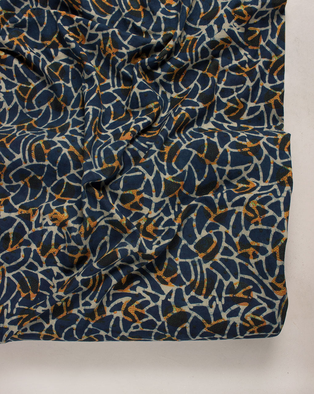 Indigo Hand Block Flex Cotton Fabric