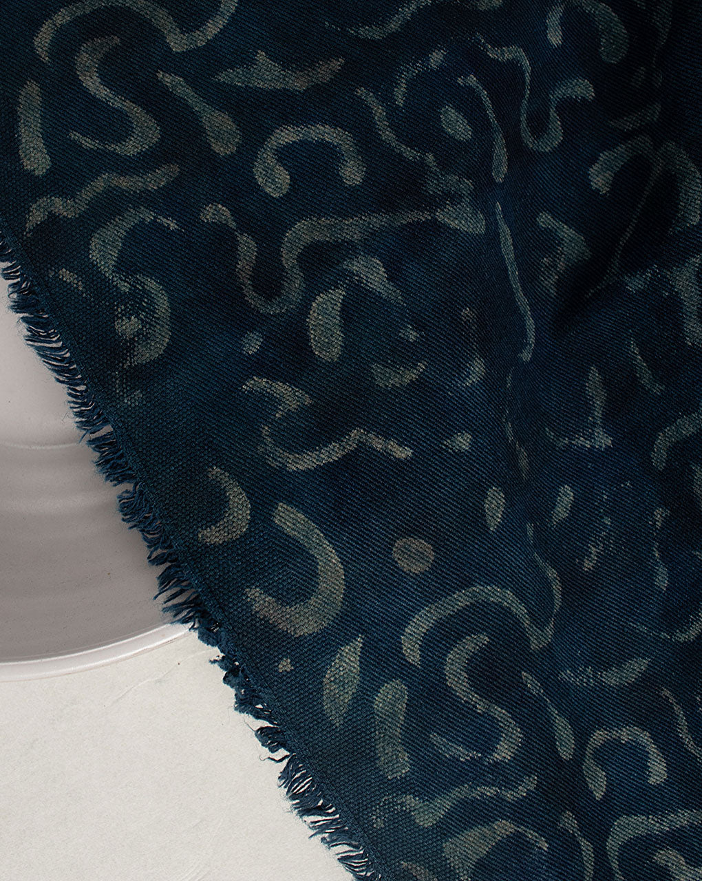 ( Pre Cut 50 CM ) Indigo Hand Block Twill Cotton Fabric ( Width 60 Inch )