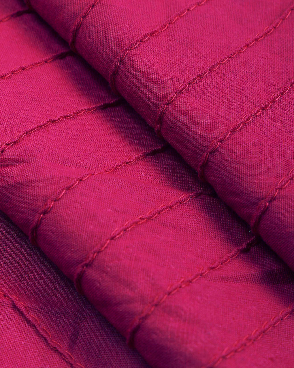 Fuchsia Plain Pin-Tucks Cotton Fabric ( Width 39 Inch ) - Fabriclore.com