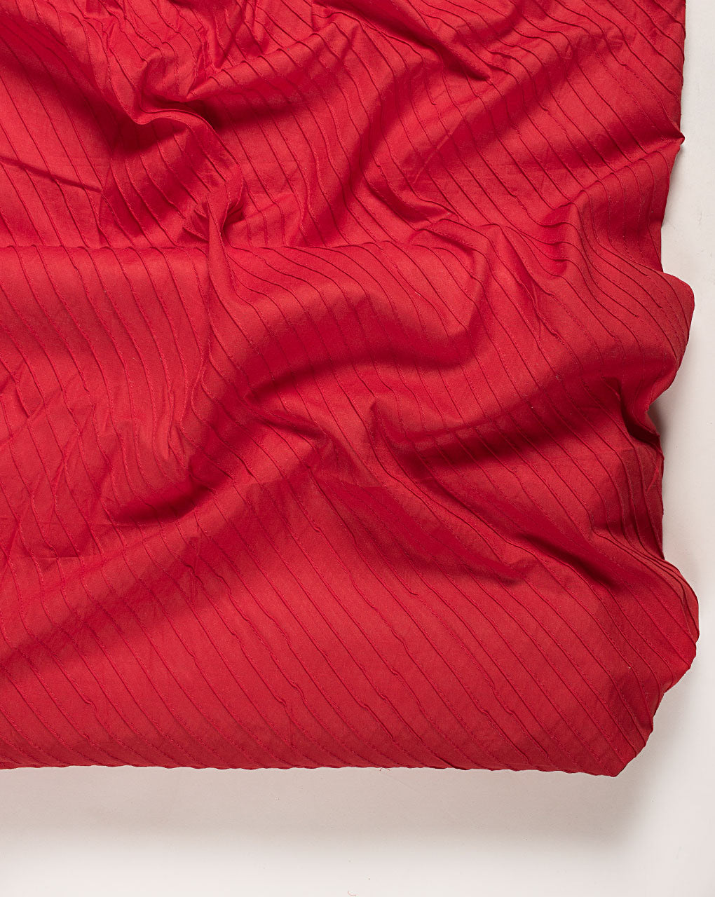 Red Pin-Tucks Cotton Fabric