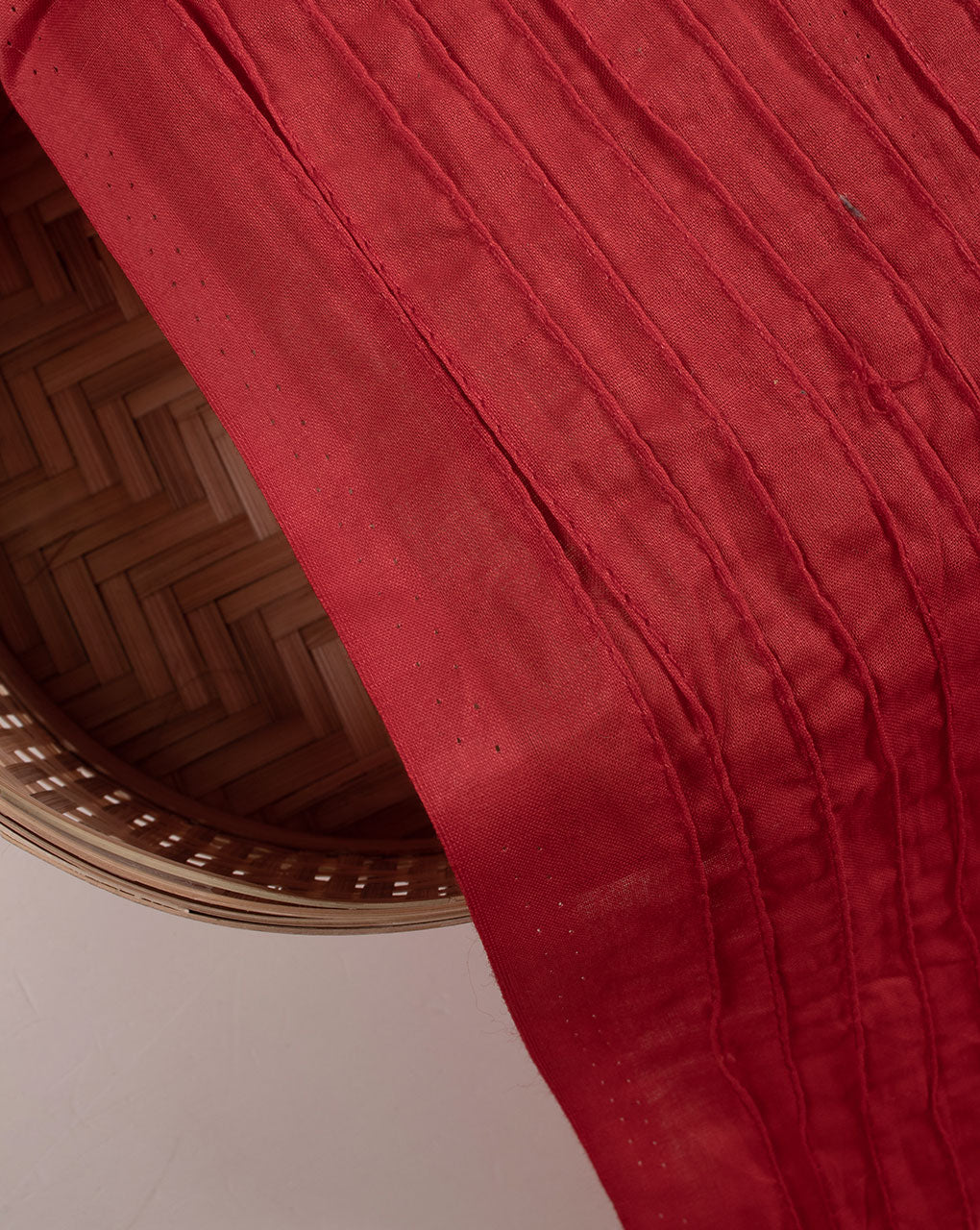 Red Pin-Tucks Cotton Fabric ( Width 36 Inch ) - Fabriclore.com
