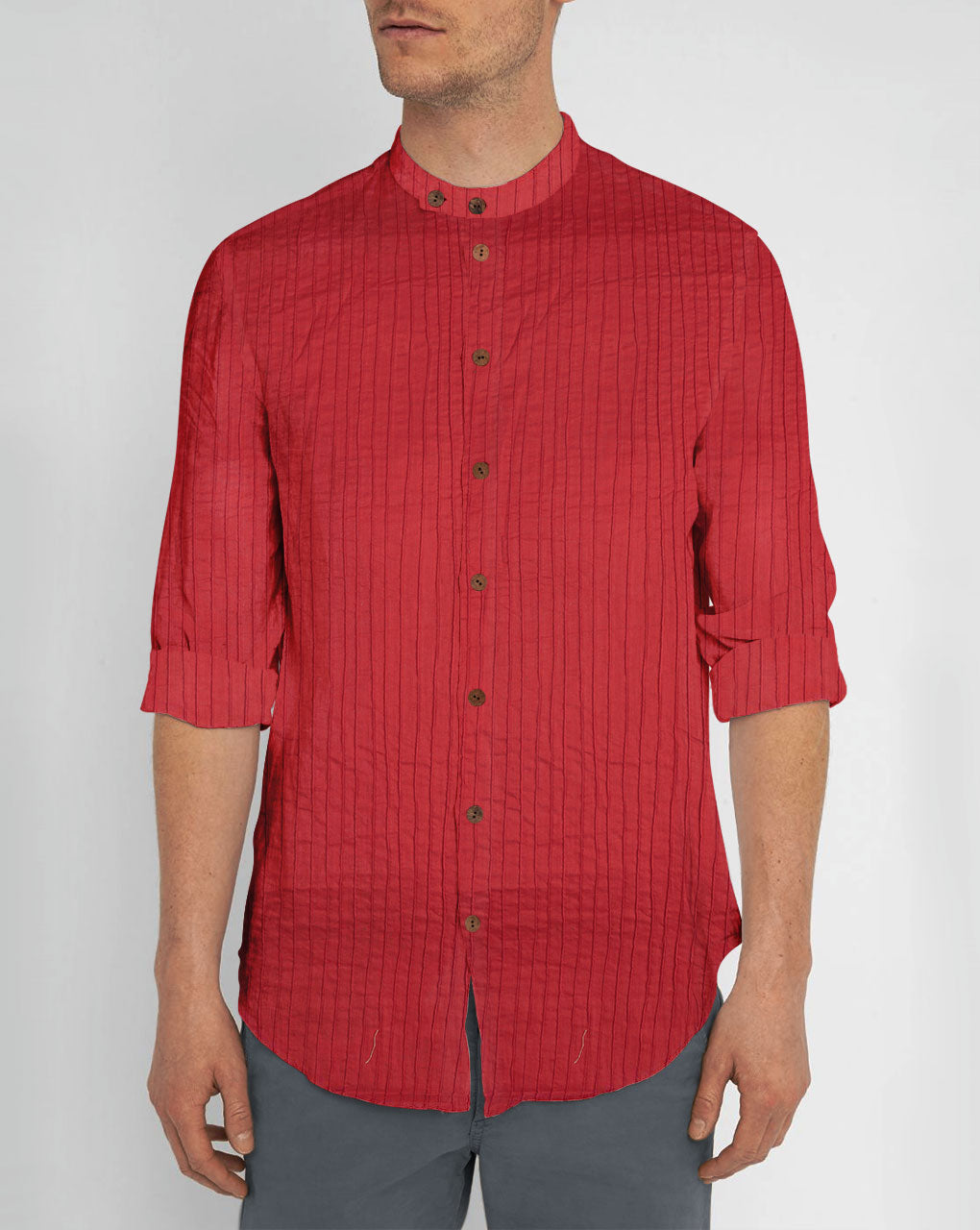 Red Pin-Tucks Cotton Fabric ( Width 36 Inch ) - Fabriclore.com