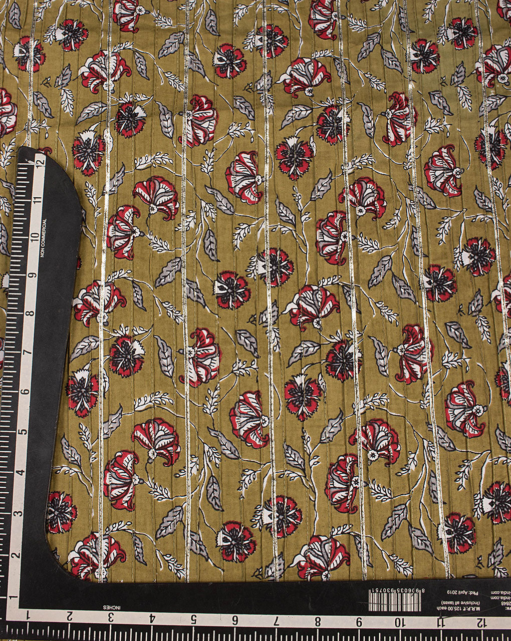Hand Block Gota Patti Pin-Tucks Cotton Fabric ( Width 38 Inch ) - Fabriclore.com
