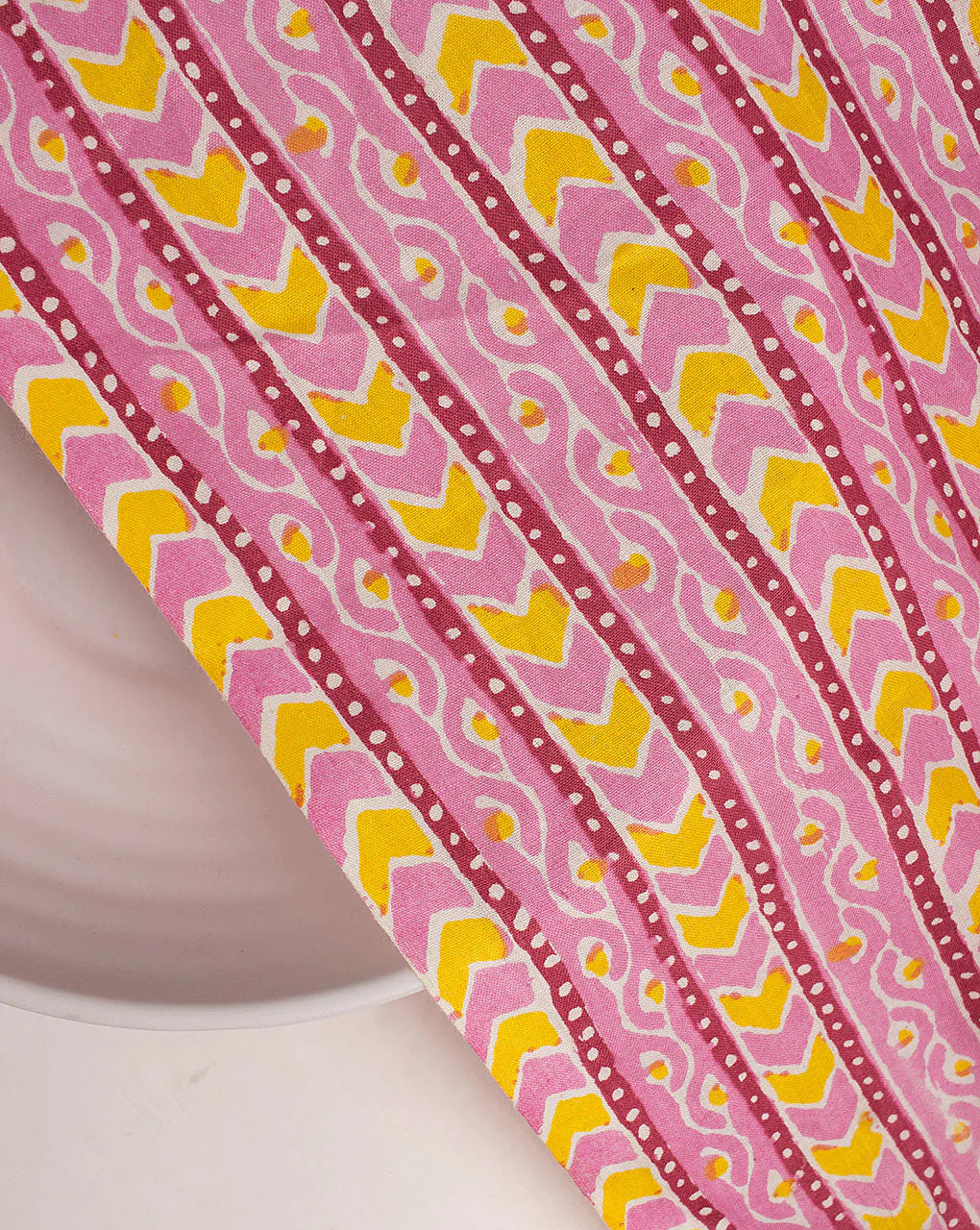 ( Pre Cut 75 CM ) Stripes Screen Print Cotton Fabric