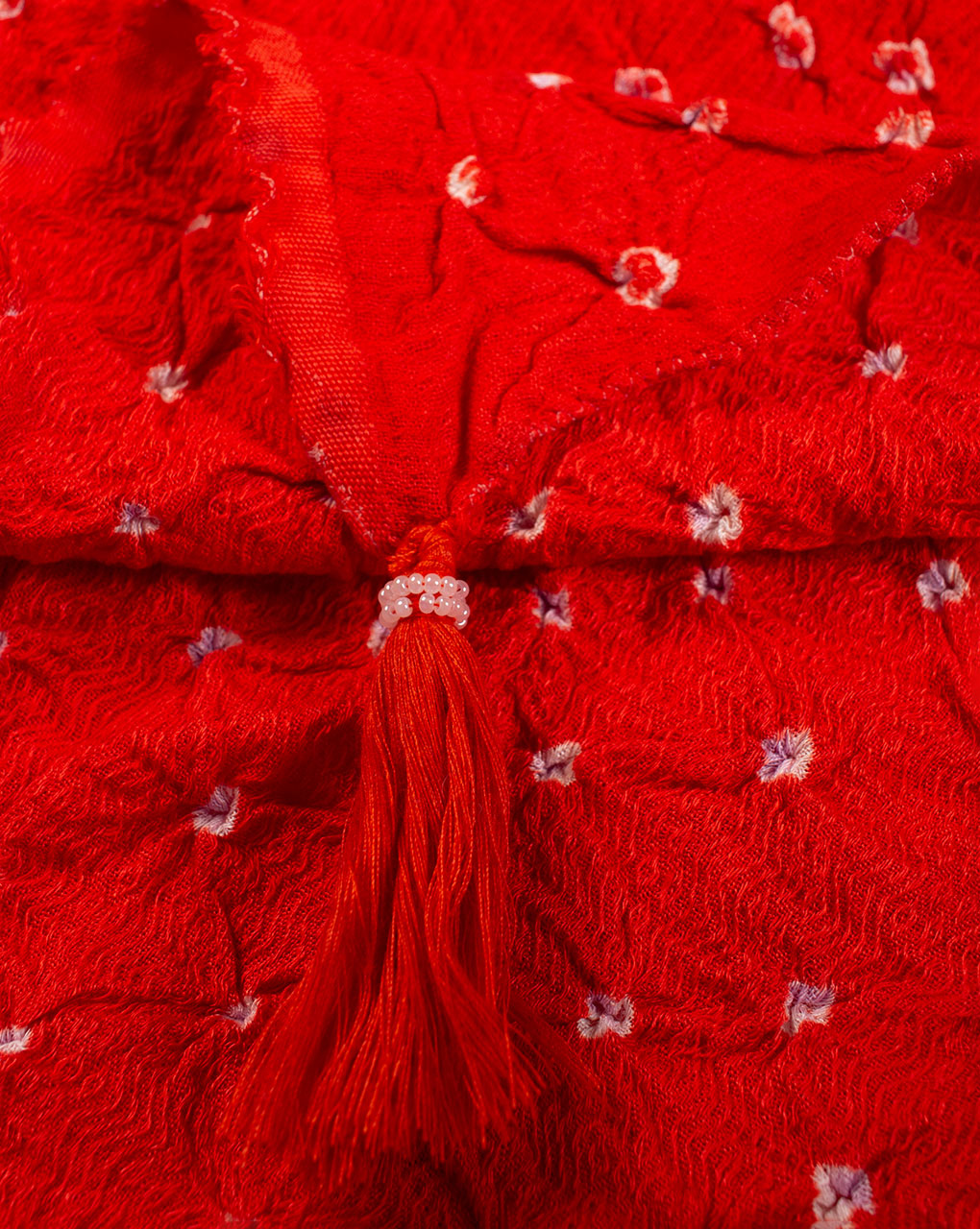 Orange Geometric Bandhani Dobby Rayon Dupatta - Fabriclore.com