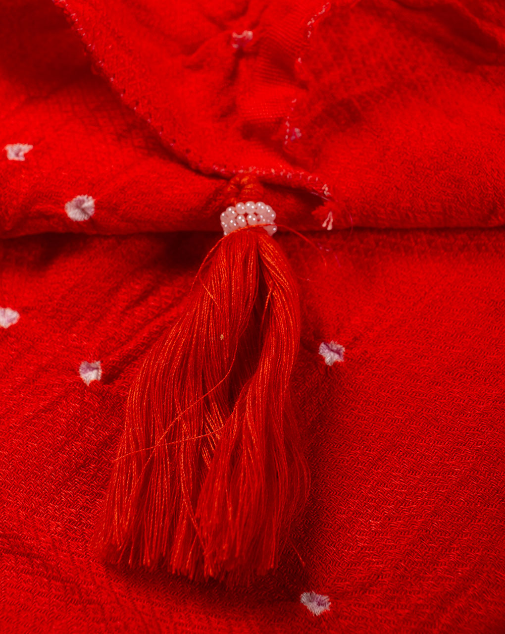 Orange Geometric Bandhani Dobby Rayon Dupatta - Fabriclore.com